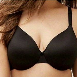 Lane Bryant Cacique Bra Backsmoother Full Coverage Nylon Blend Size 42F Black